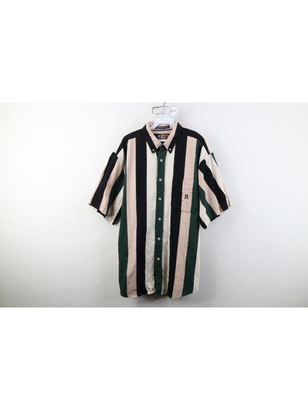 Vintage 90 Streetwear Mens XL Faded Striped Herringbone Button Down Shirt Cotton